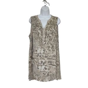 SUSAN GRAVER V-Neck Collarless Chiffon Sleeveless Blouse Top 18W Mixed Print.